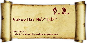 Vukovits Máté névjegykártya
